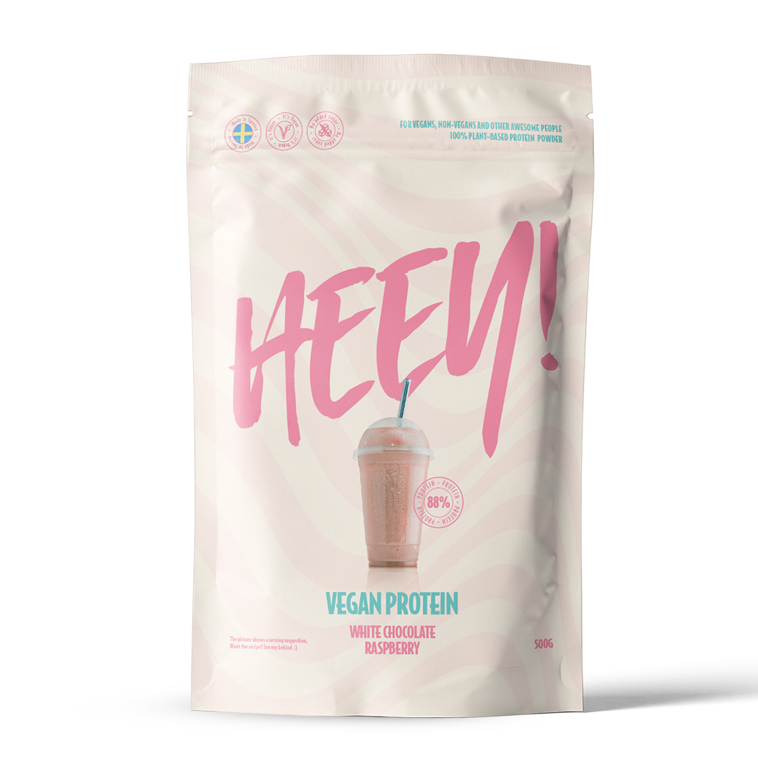 Veganskt Proteinpulver White Chocolate Raspberry 500g Heey