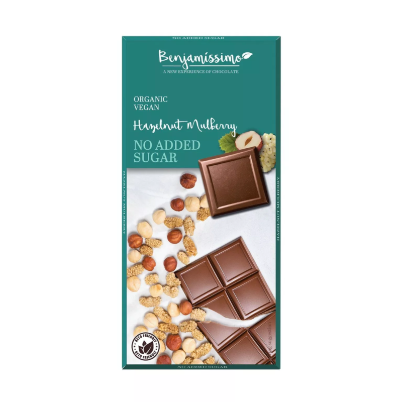 Vegansk Choklad Hazelnut and Mulberry 70g Benjamíssimo